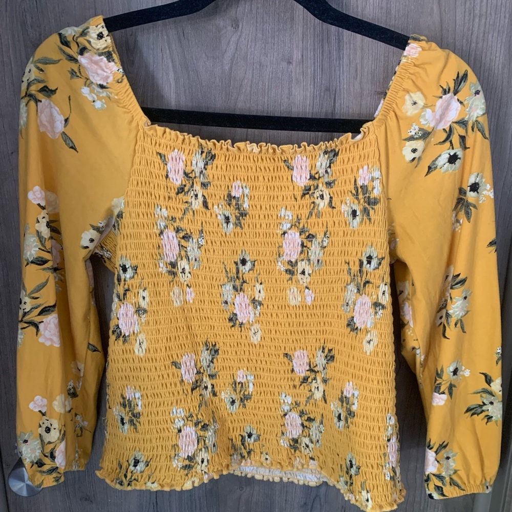 Floral Yellow Stretchy Blouse